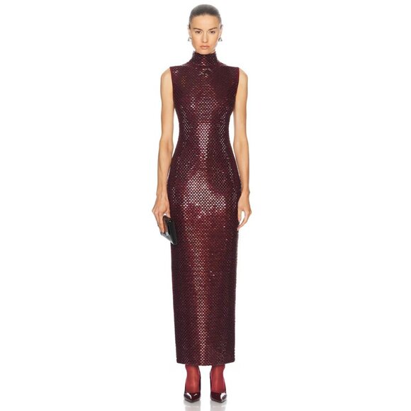 Retrofete Lust Knit Dress in Port New Womens Crystal Maxi Gown - Picture 1 of 16